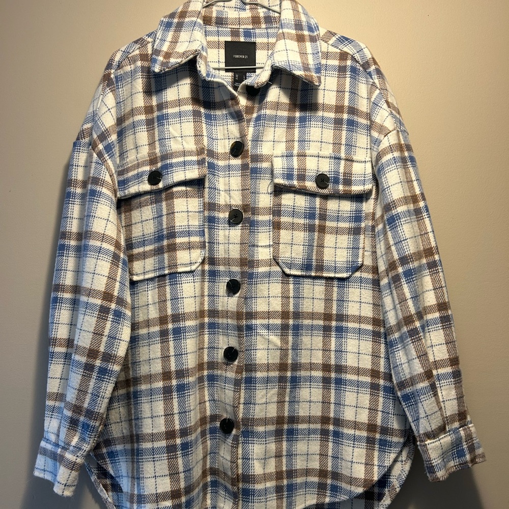 Forever 21 Blue and Brown Checkered Shirt